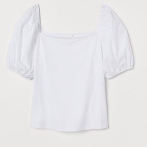 White Crop with Puffed Sleeves
